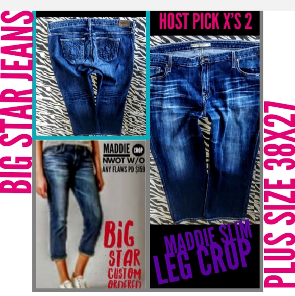 Big Star Denim - Big Star Jean Plus Size 38x27 Maddie Slim Leg Crop